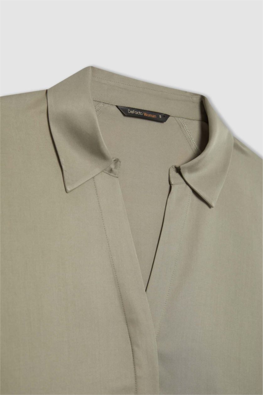 Әйелдерге Жасыл бос пішім Ұзын жеңді көйлек