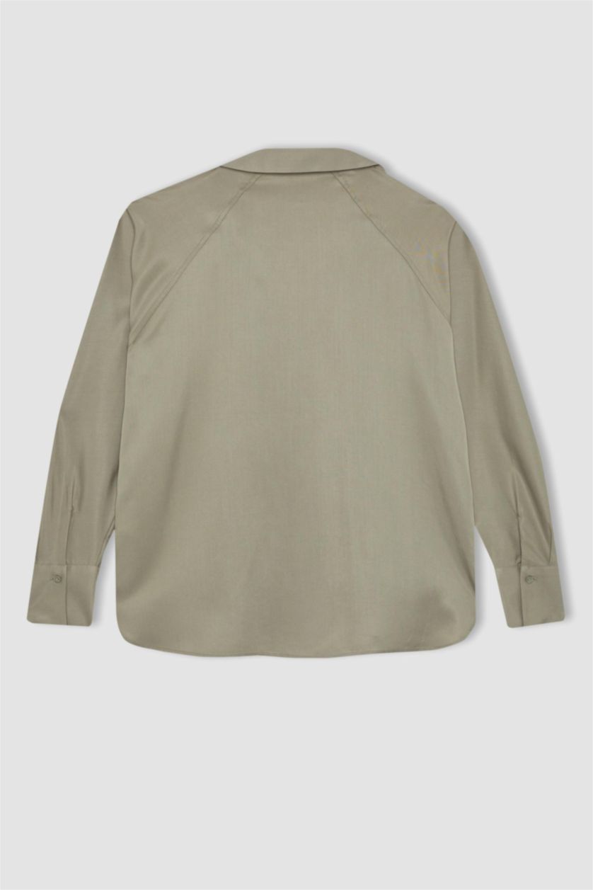 Әйелдерге Жасыл бос пішім Ұзын жеңді көйлек