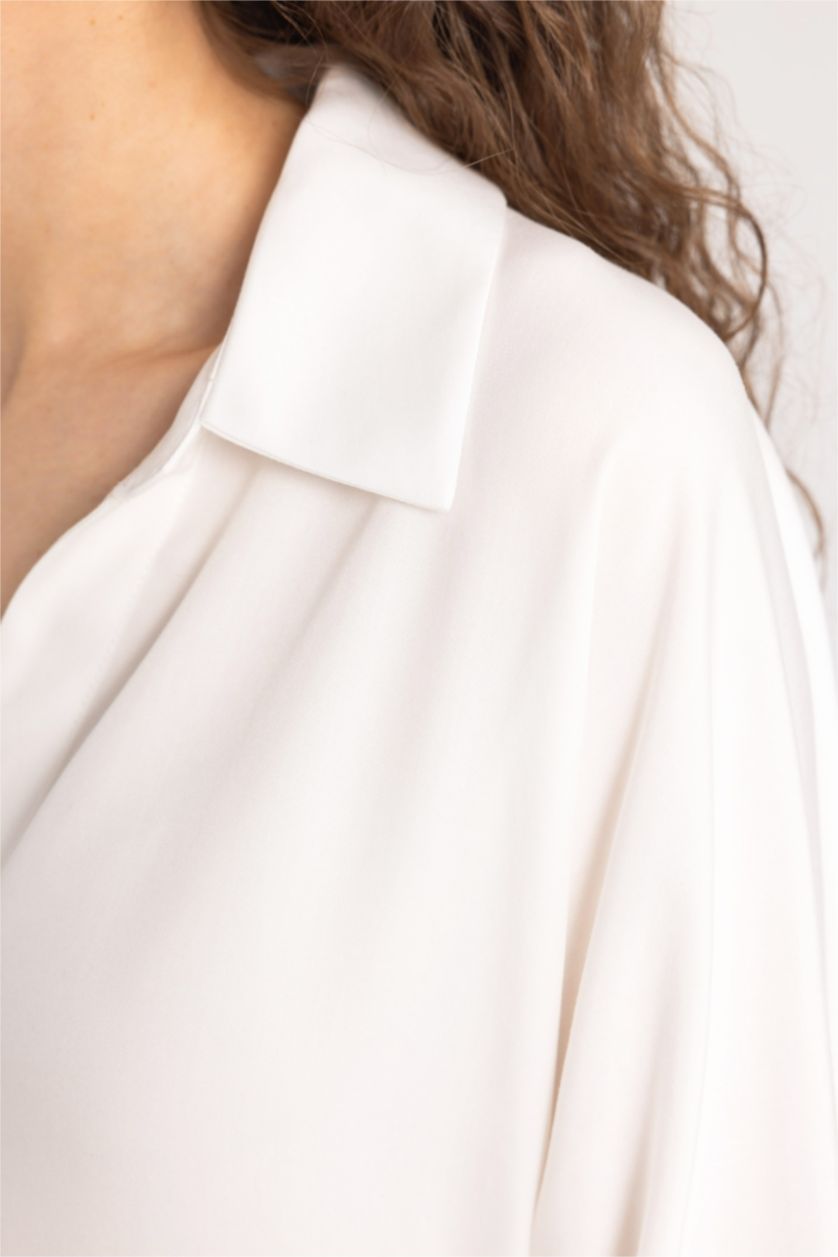WOMAN White Loose Fit Sensual Long Sleeve Shirt