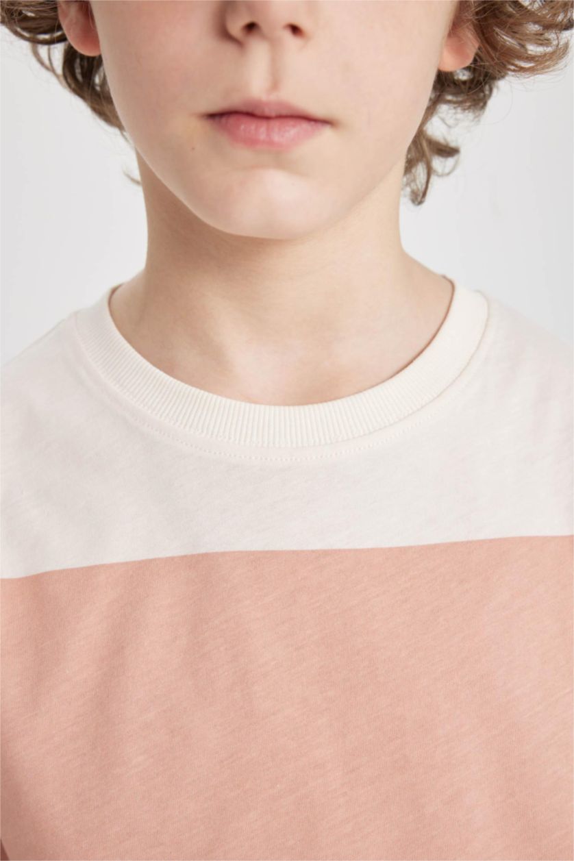 أولاد وردي تيشيرت مخطط ولادي نص ردن اوفر سايز بياخة مستديرة