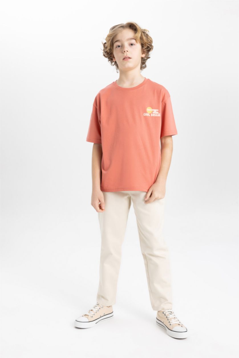 GARÇONS Bordeaux T-Shirt Oversize imprimé Col Rond à Manches Courtes pour Garçon