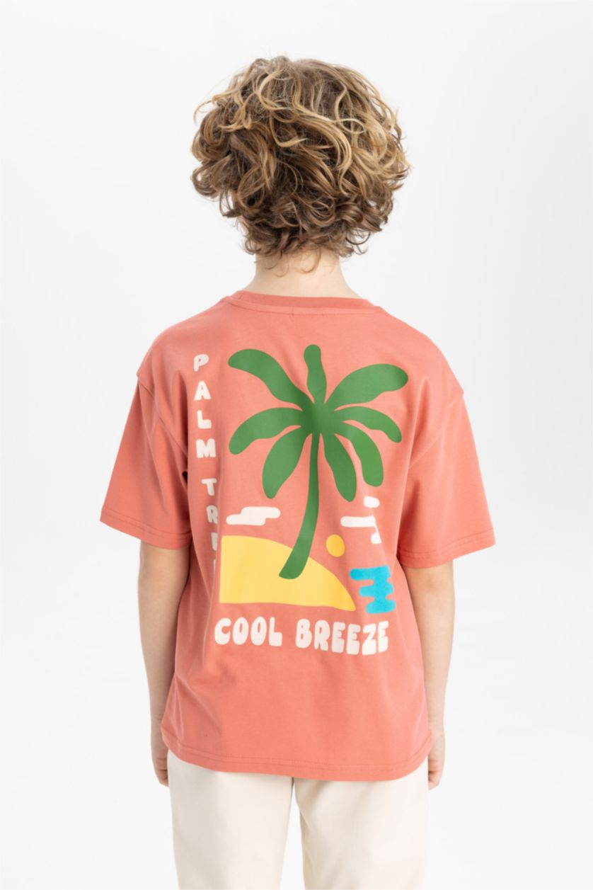 GARÇONS Bordeaux T-Shirt Oversize imprimé Col Rond à Manches Courtes pour Garçon