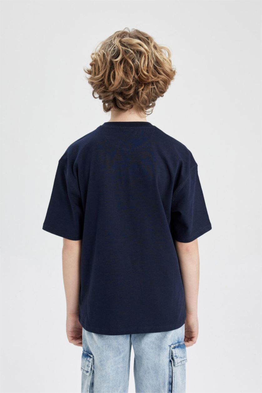 BOYS & TEENS NAVY Boy Oversize Fit Collar Short Sleeve T-Shirt