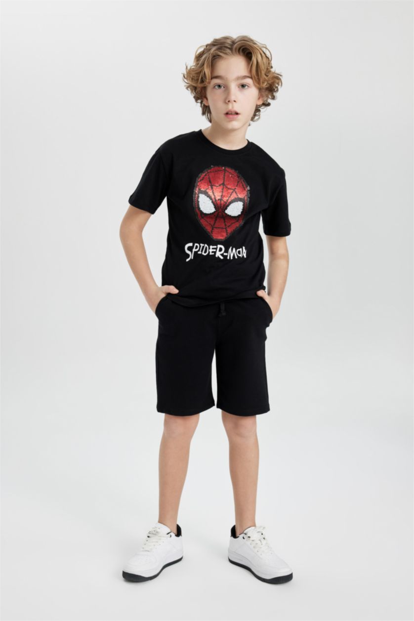 BOYS & TEENS Black Boy Marvel Spiderman Short Sleeve T-Shirt Shorts Set of 2