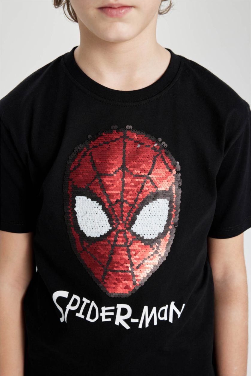 BOYS & TEENS Black Boy Marvel Spiderman Short Sleeve T-Shirt Shorts Set of 2