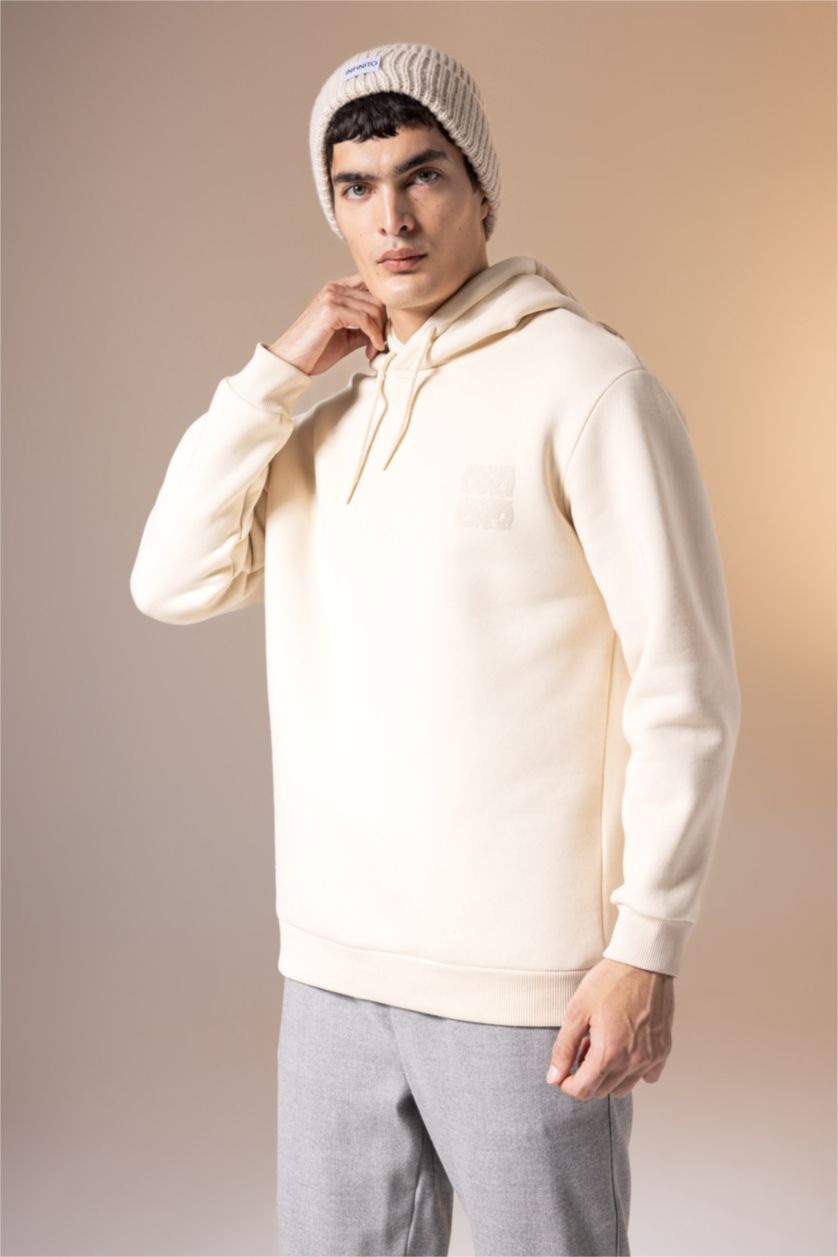 رجال حجري فاتح سويت شيرت اوفر سايز بغطاء للرأس