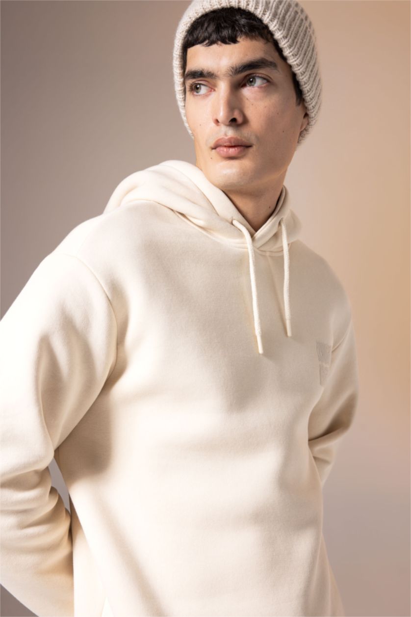 رجال حجري فاتح سويت شيرت اوفر سايز بغطاء للرأس