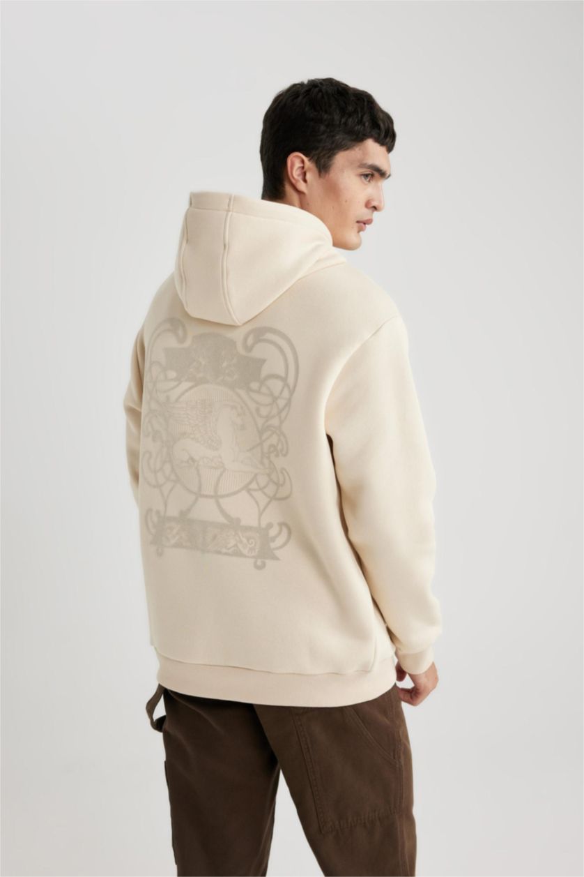 رجال حجري فاتح سويت شيرت اوفر سايز بغطاء للرأس