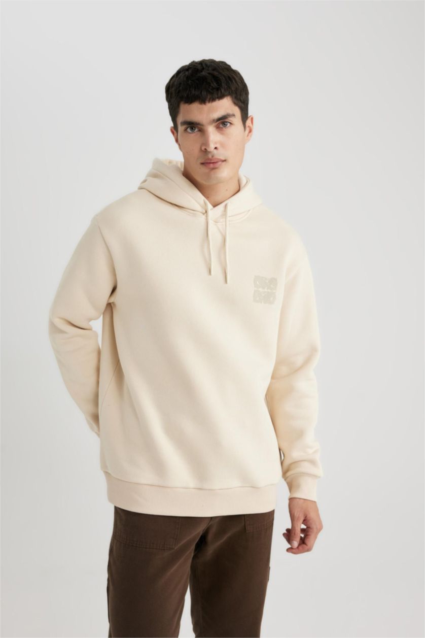 رجال حجري فاتح سويت شيرت اوفر سايز بغطاء للرأس