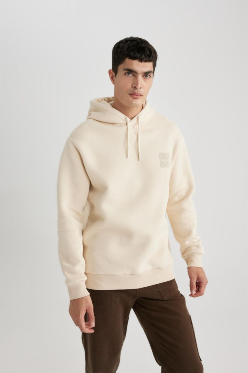 رجال حجري فاتح سويت شيرت اوفر سايز بغطاء للرأس