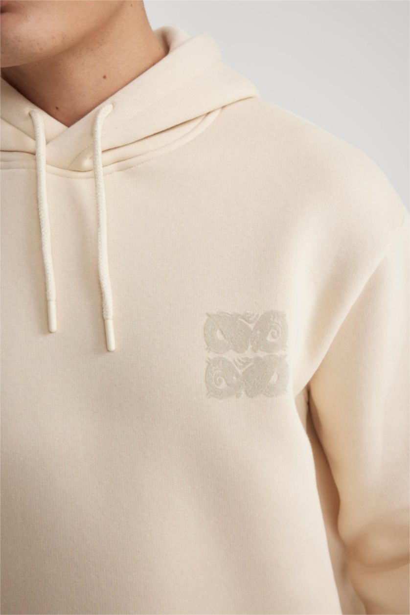 رجال حجري فاتح سويت شيرت اوفر سايز بغطاء للرأس