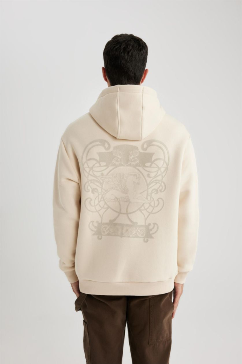 رجال حجري فاتح سويت شيرت اوفر سايز بغطاء للرأس