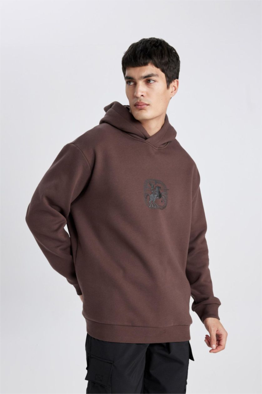 رجال بني سويت شيرت اوفر سايز بغطاء للرأس