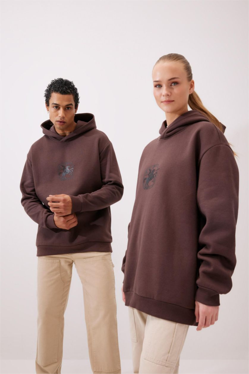 رجال بني سويت شيرت اوفر سايز بغطاء للرأس