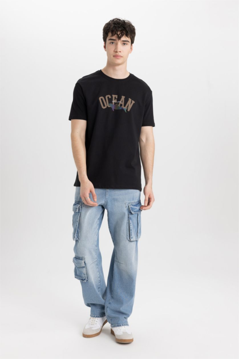 MAN Black Regular Fit Crew Neck Short Sleeve T-Shirt