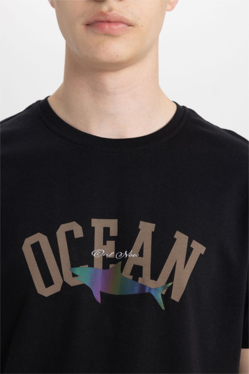 MAN Black Regular Fit Crew Neck Short Sleeve T-Shirt