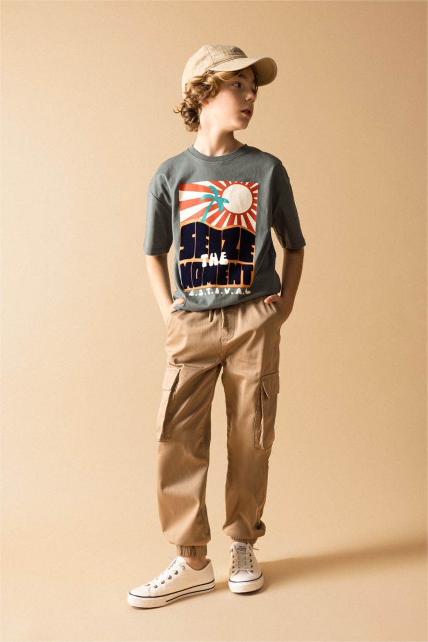 Boys & Teens Vison Boy Cargo Pocket Jogger Foot Gabardine Trousers