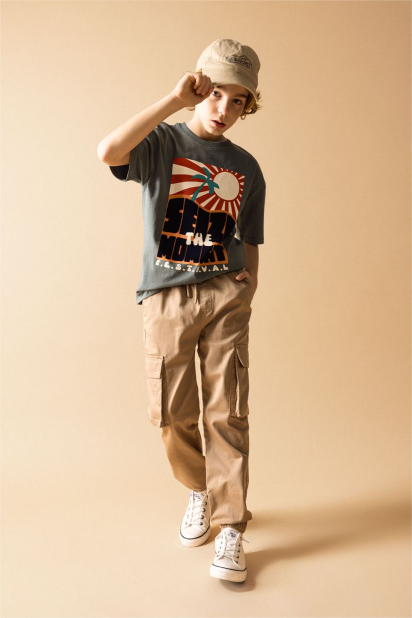 Boys & Teens Vison Boy Cargo Pocket Jogger Foot Gabardine Trousers