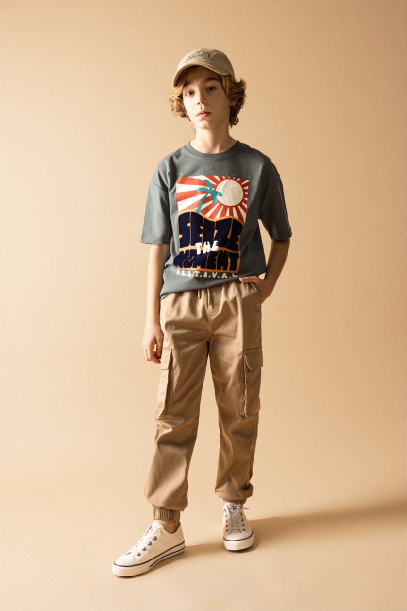 Boys & Teens Vison Boy Cargo Pocket Jogger Foot Gabardine Trousers