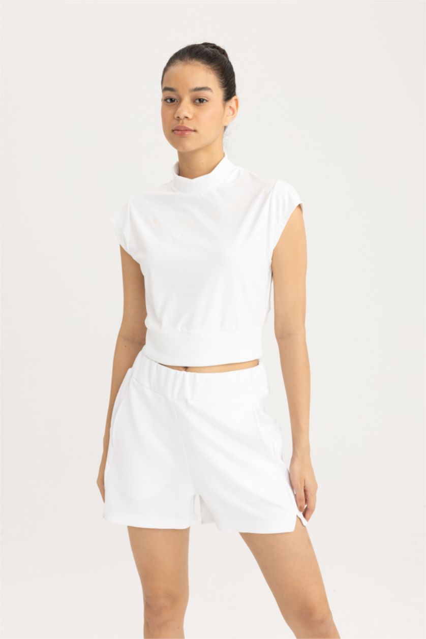 FEMME Blanc T-shirt à manches courtes Haut Court