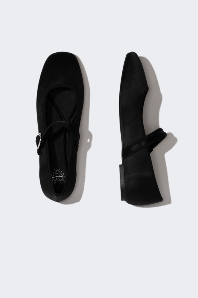 حريمي أسود حذاء فلات نسائي بكعب مسطح