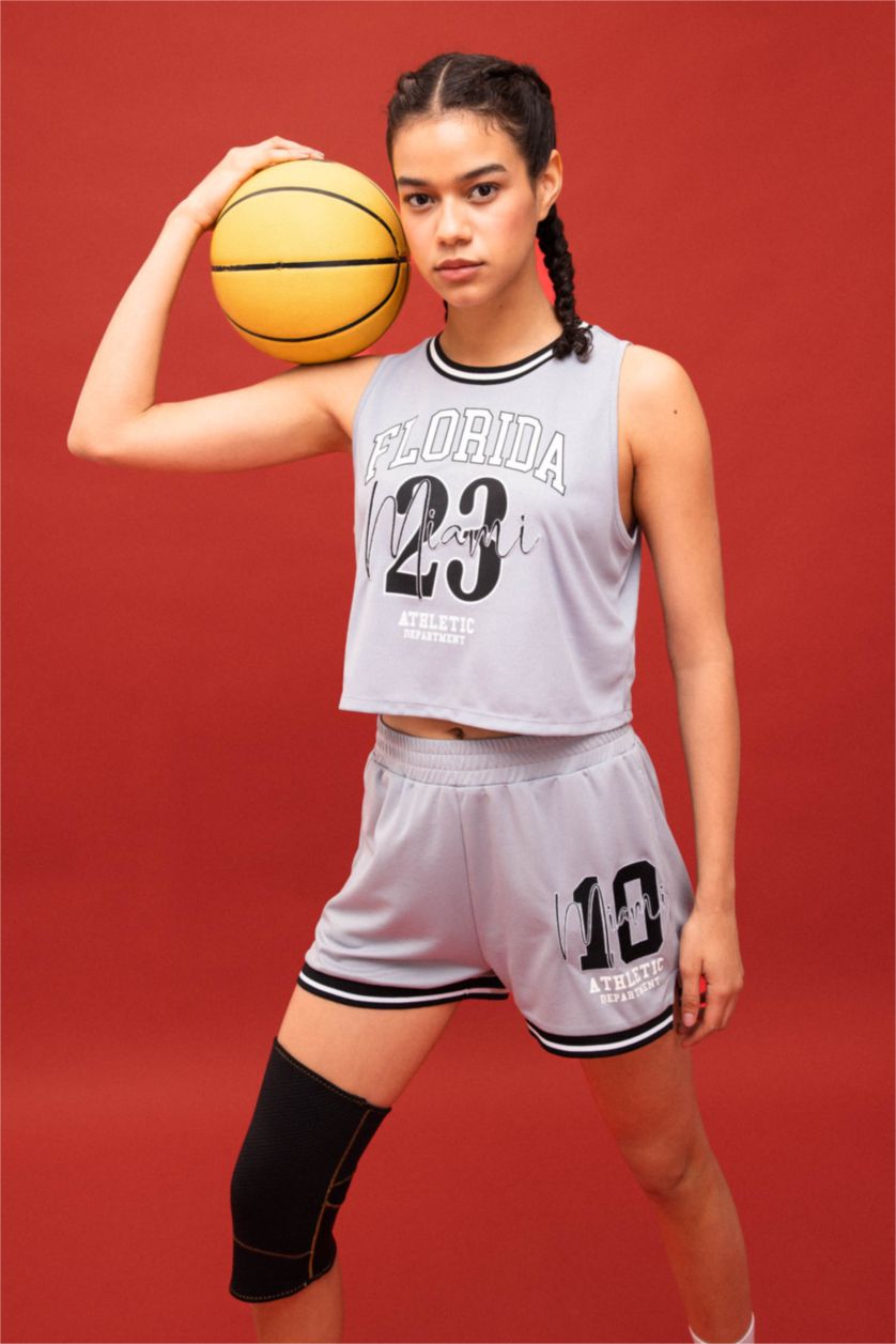 حريمي رمادي كروب توب برقبة مستديرة من DeFactoFit