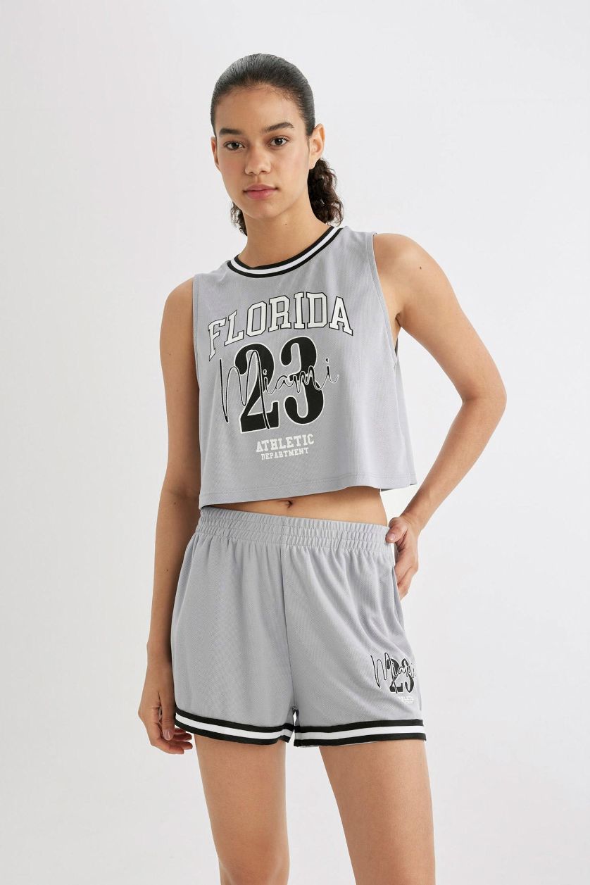 حريمي رمادي كروب توب برقبة مستديرة من DeFactoFit