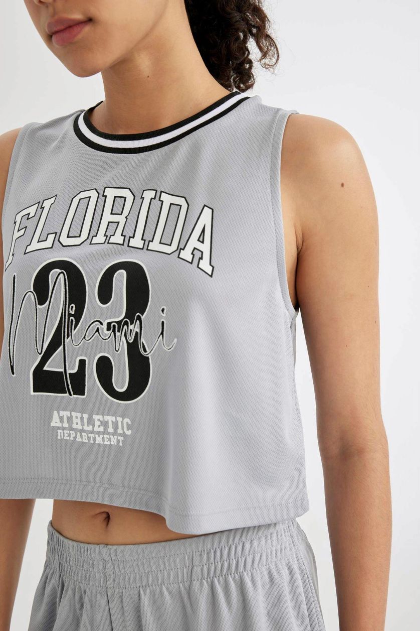 حريمي رمادي كروب توب برقبة مستديرة من DeFactoFit