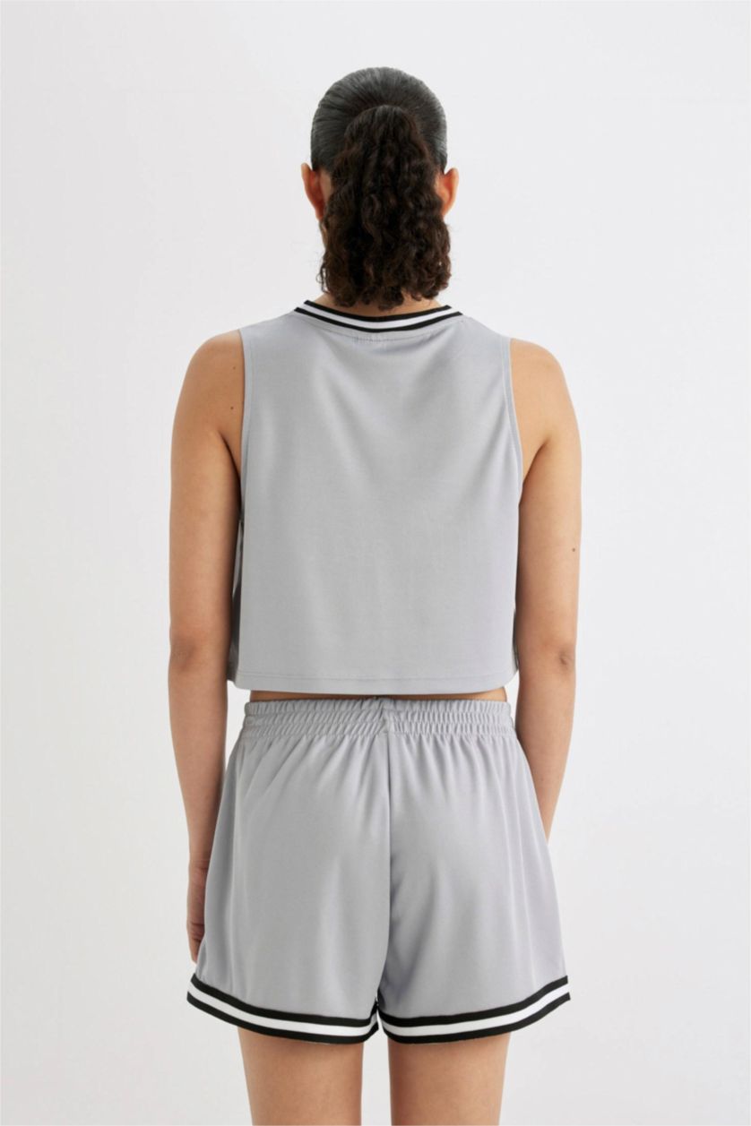 حريمي رمادي كروب توب برقبة مستديرة من DeFactoFit