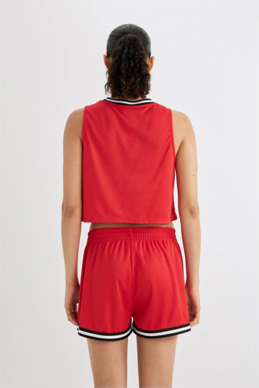 WOMAN Red DeFactoFit Crew Neck Printed Crop Top