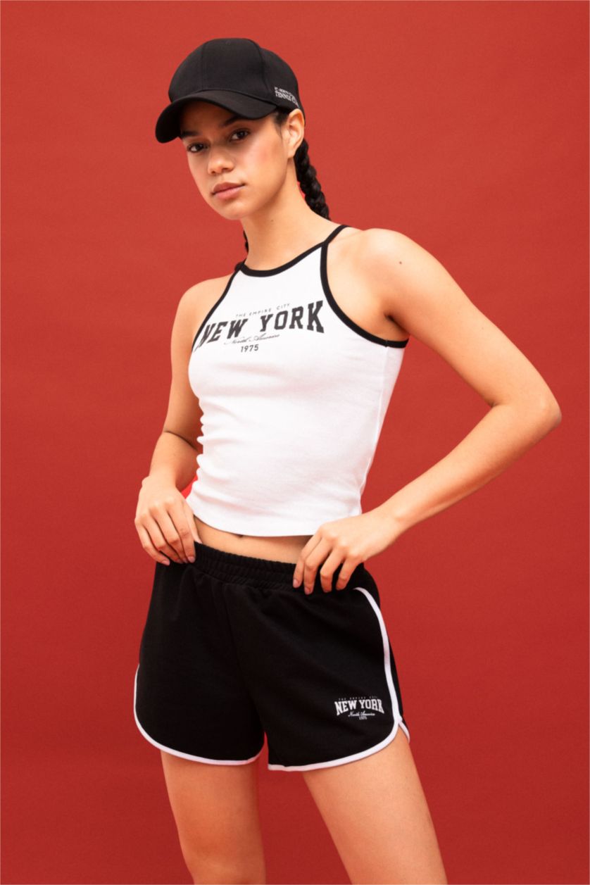 WOMAN White DeFactoFit Crew Neck Ribbed Crop Top