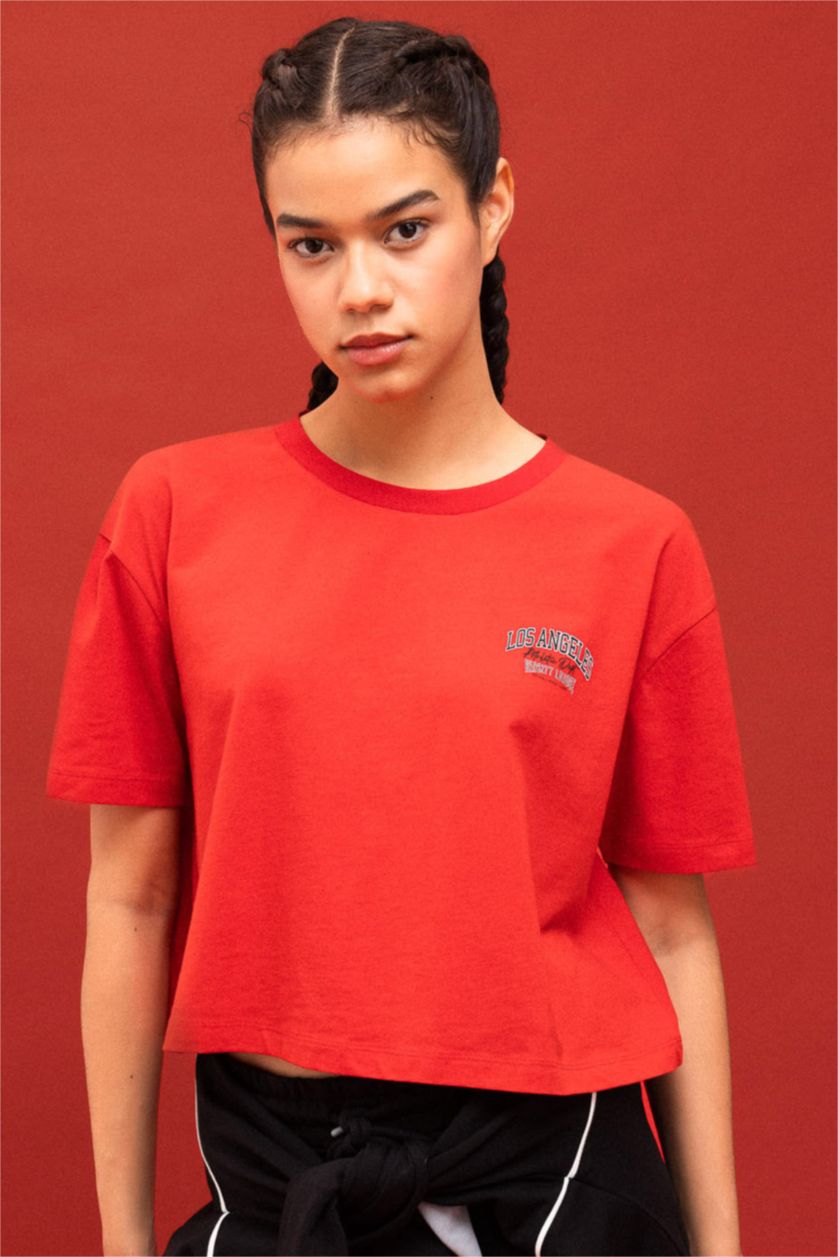 FEMME Rouge T-shirt à manches courtes Haut Court