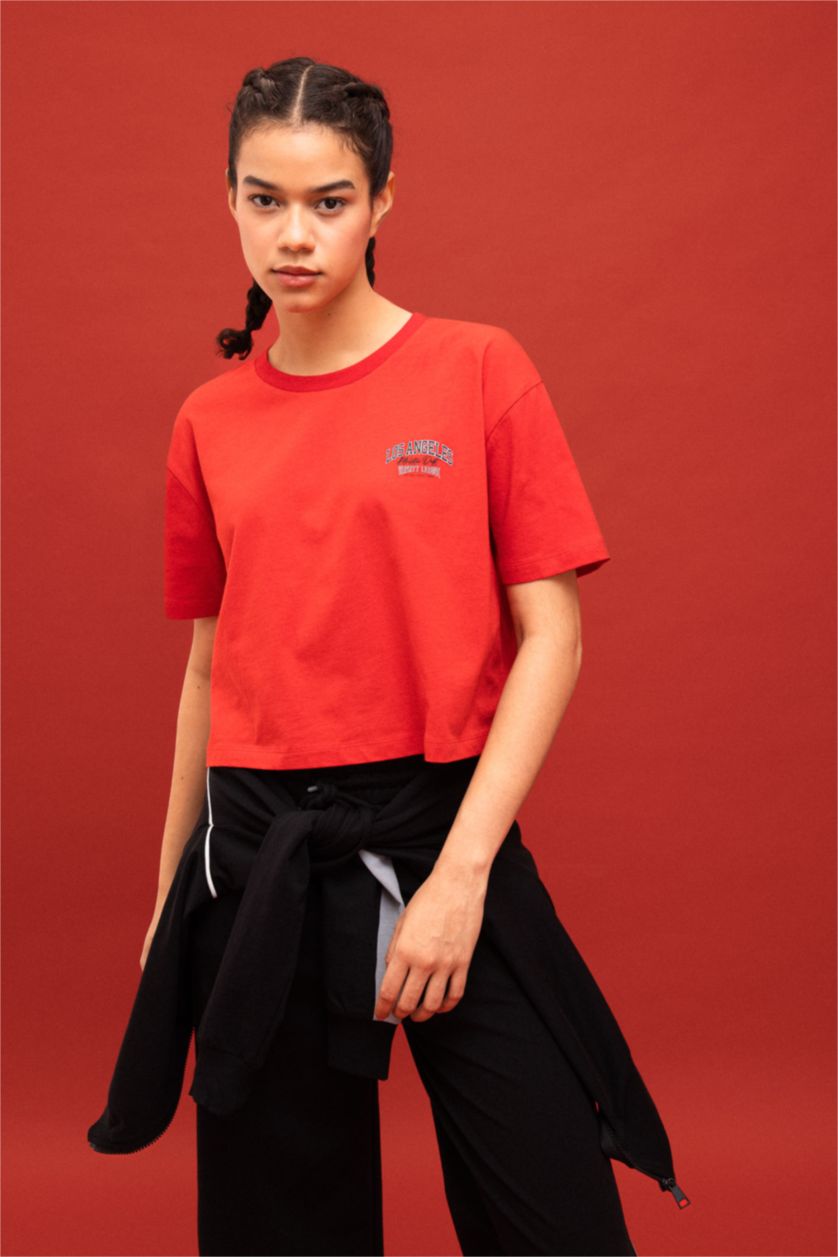 FEMME Rouge T-shirt à manches courtes Haut Court