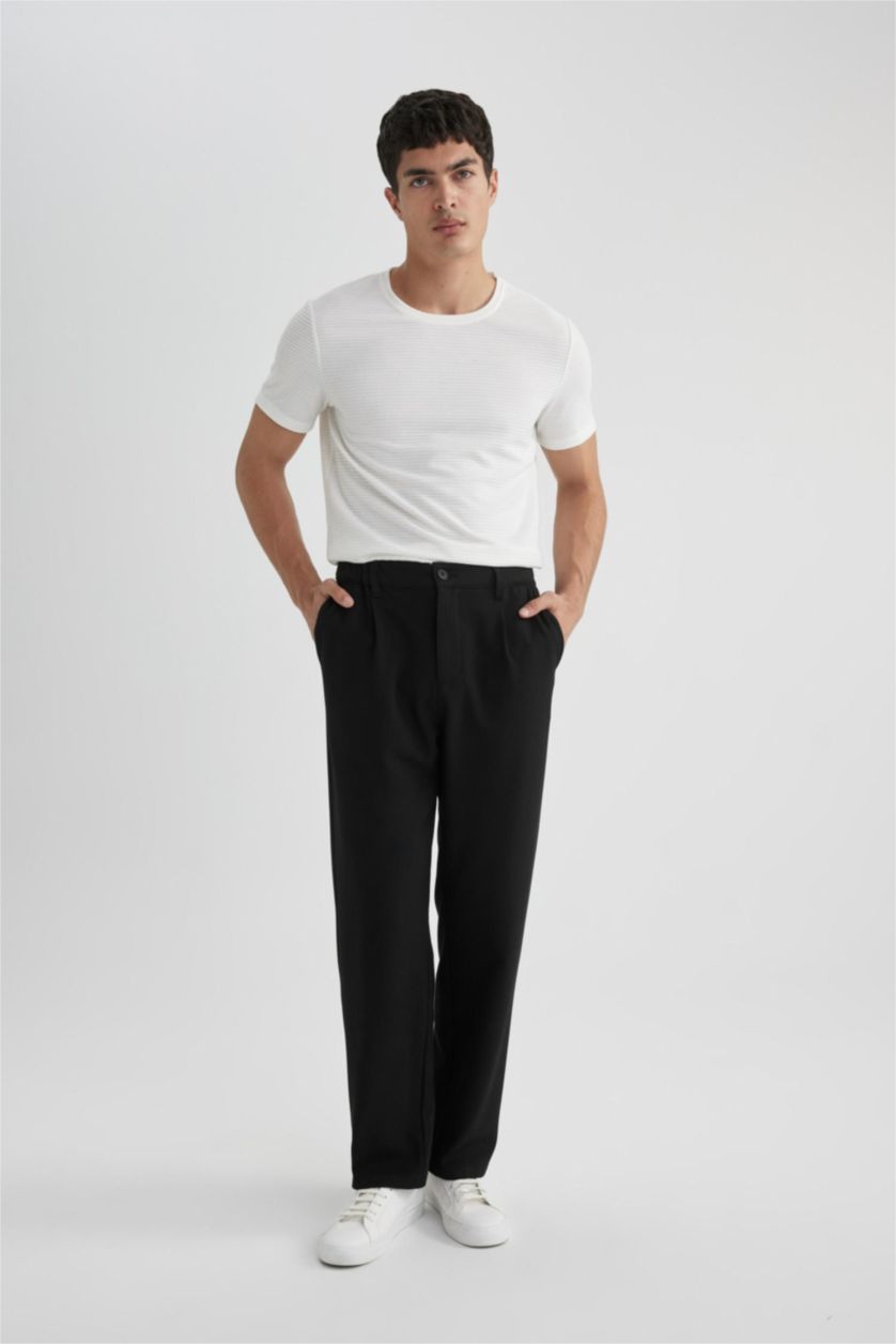 Man Black Regular Fit Trousers
