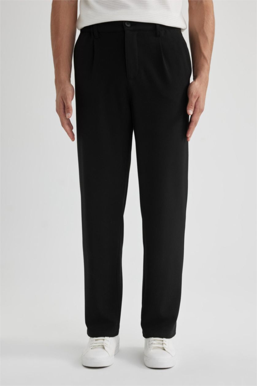 Man Black Regular Fit Trousers