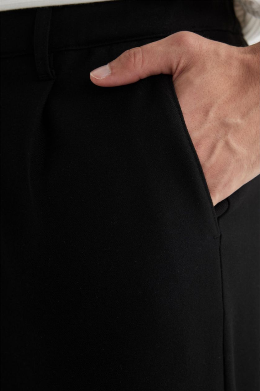 Man Black Regular Fit Trousers