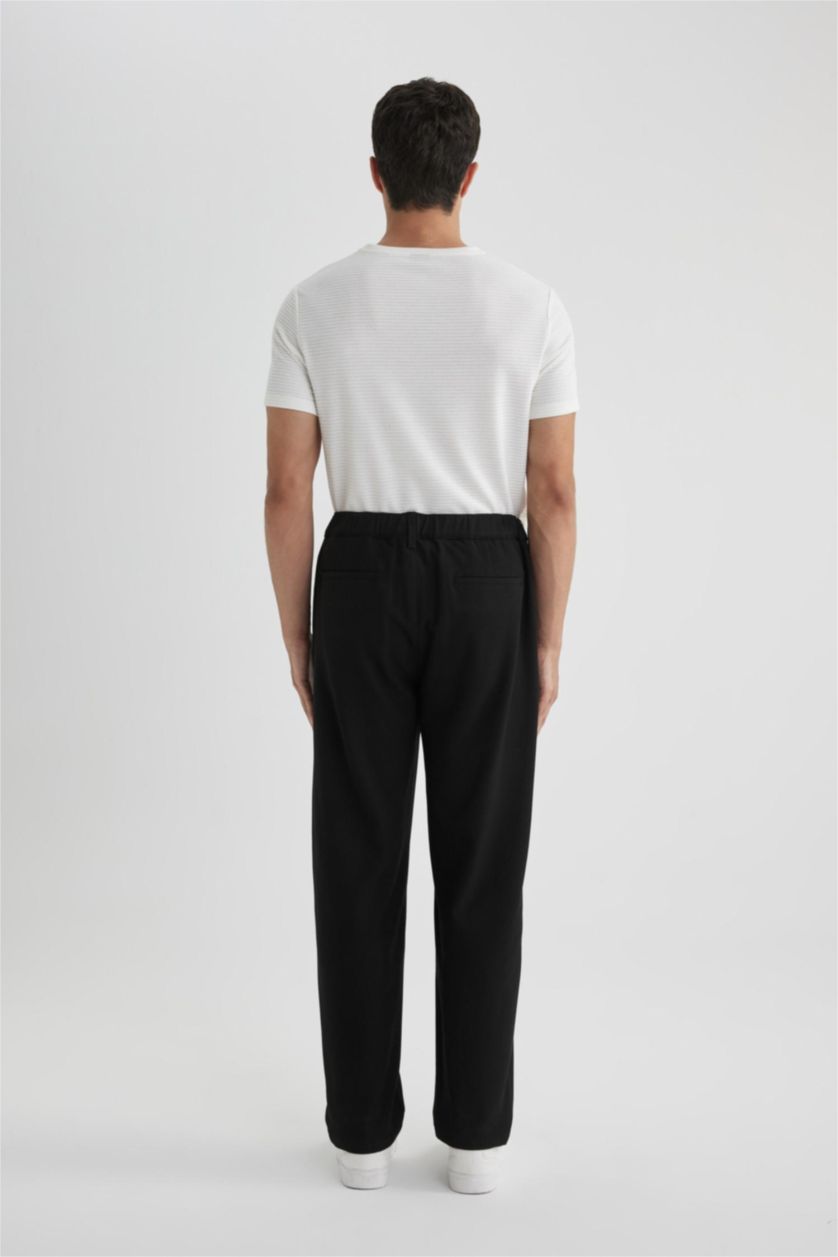 Man Black Regular Fit Trousers