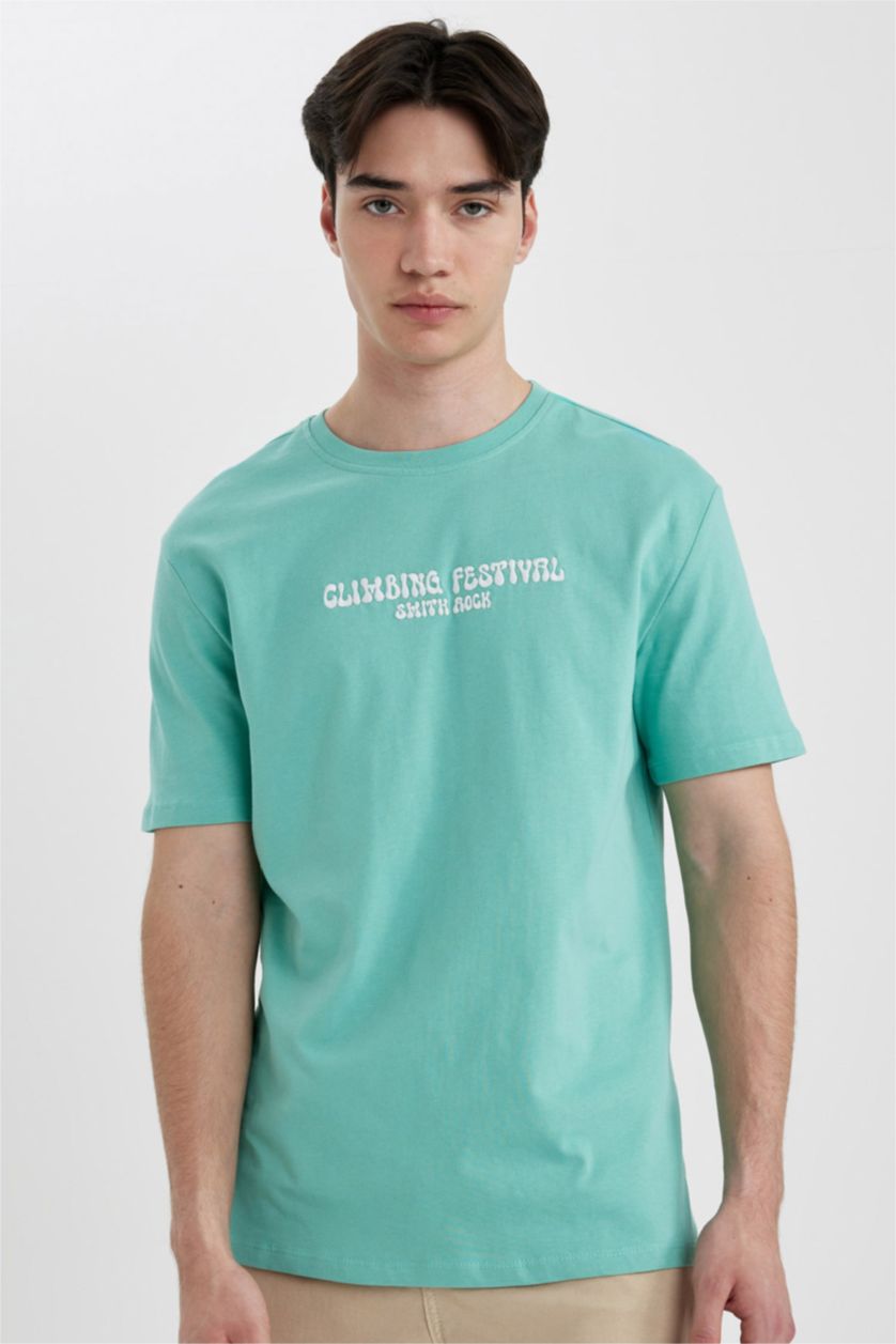 رجال أخضر تيشيرت جيرسي قصة عادية بياخة مستديرة