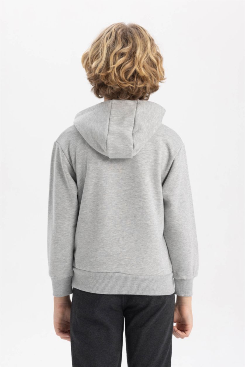 أولاد ميلانج رمادي سويت شيرت ولادي قماش سميك بغطاء للرأس