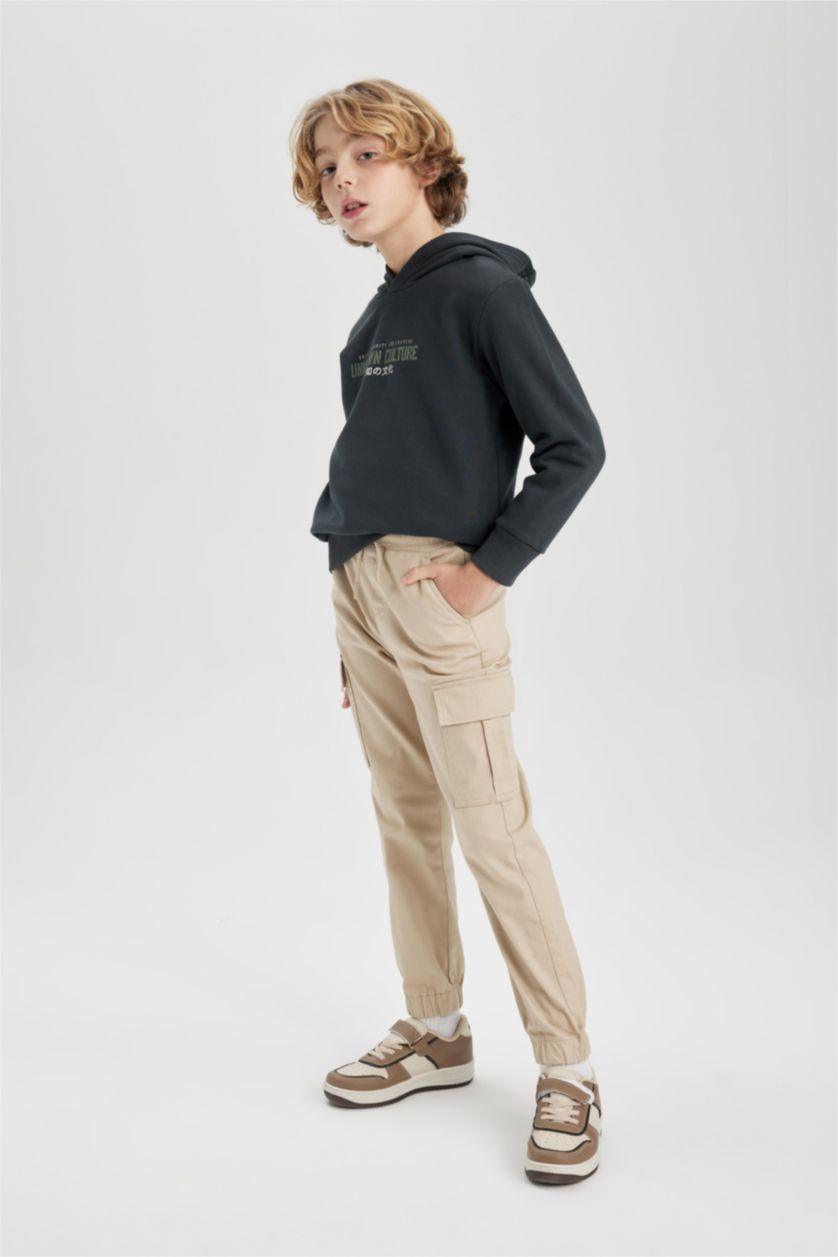 Young Boys - Teen Boys Anthracite Boy Back Printed Hooded Sweatshirt