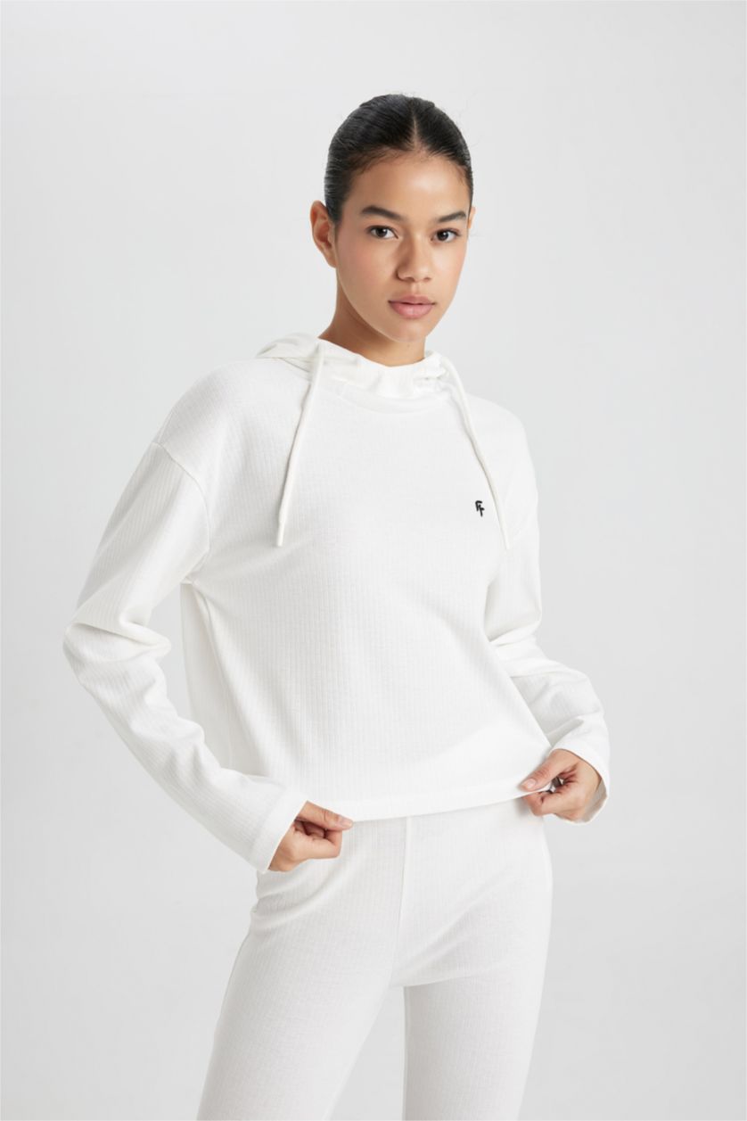 نساء بيج فاتح Standard Fit Ribana Long Sleeve T-Shirt