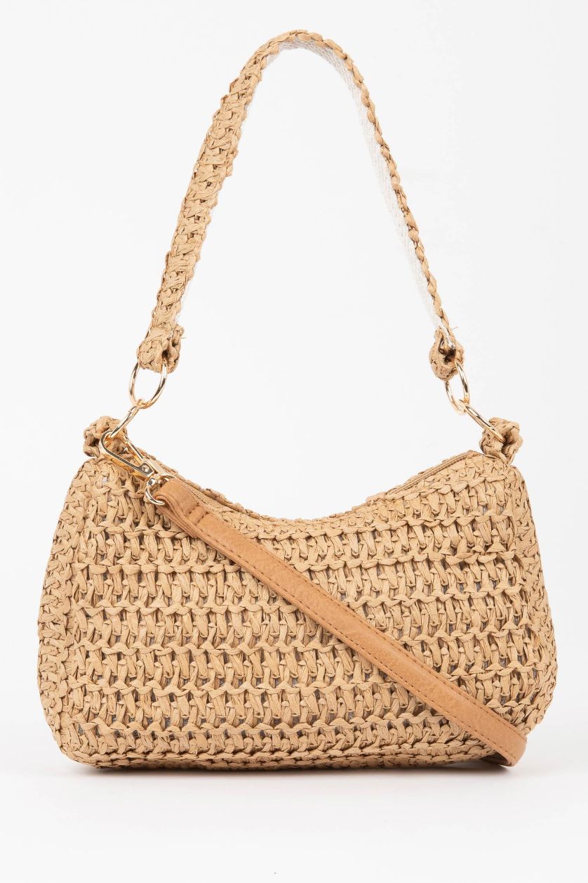 Woman Dark Sand Woman Straw Handbag