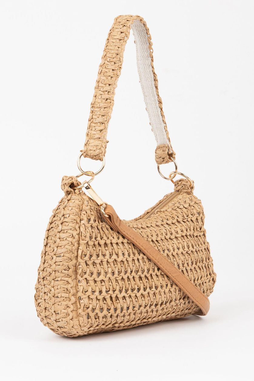 Woman Dark Sand Woman Straw Handbag