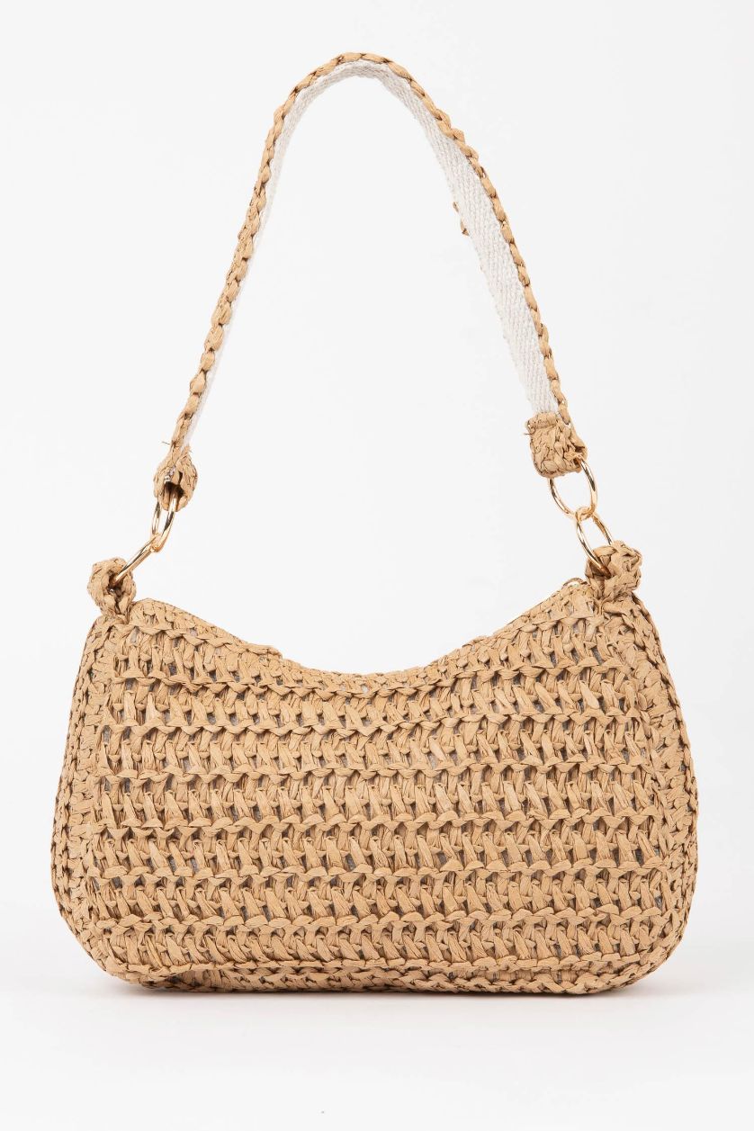 Woman Dark Sand Woman Straw Handbag