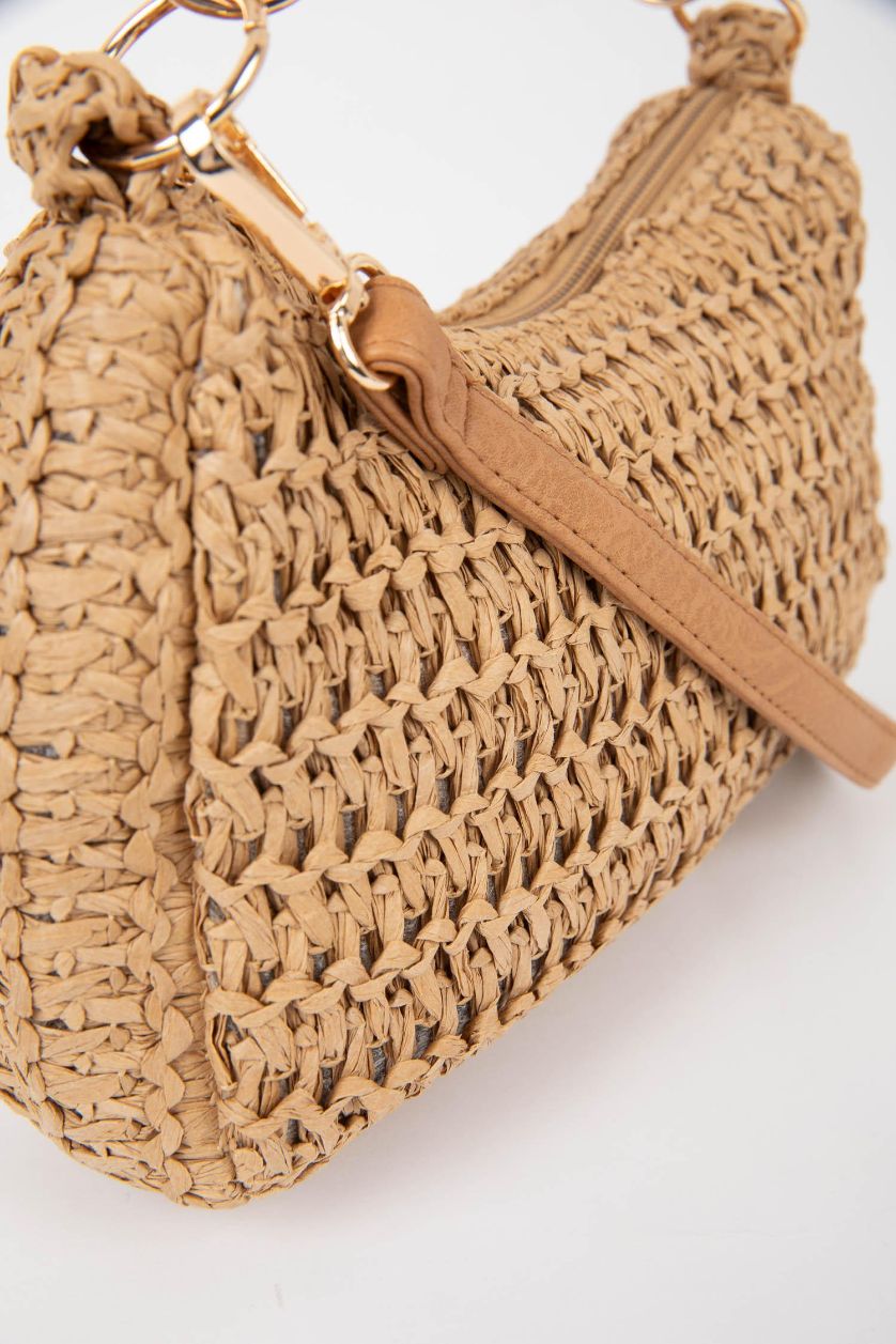Woman Dark Sand Woman Straw Handbag