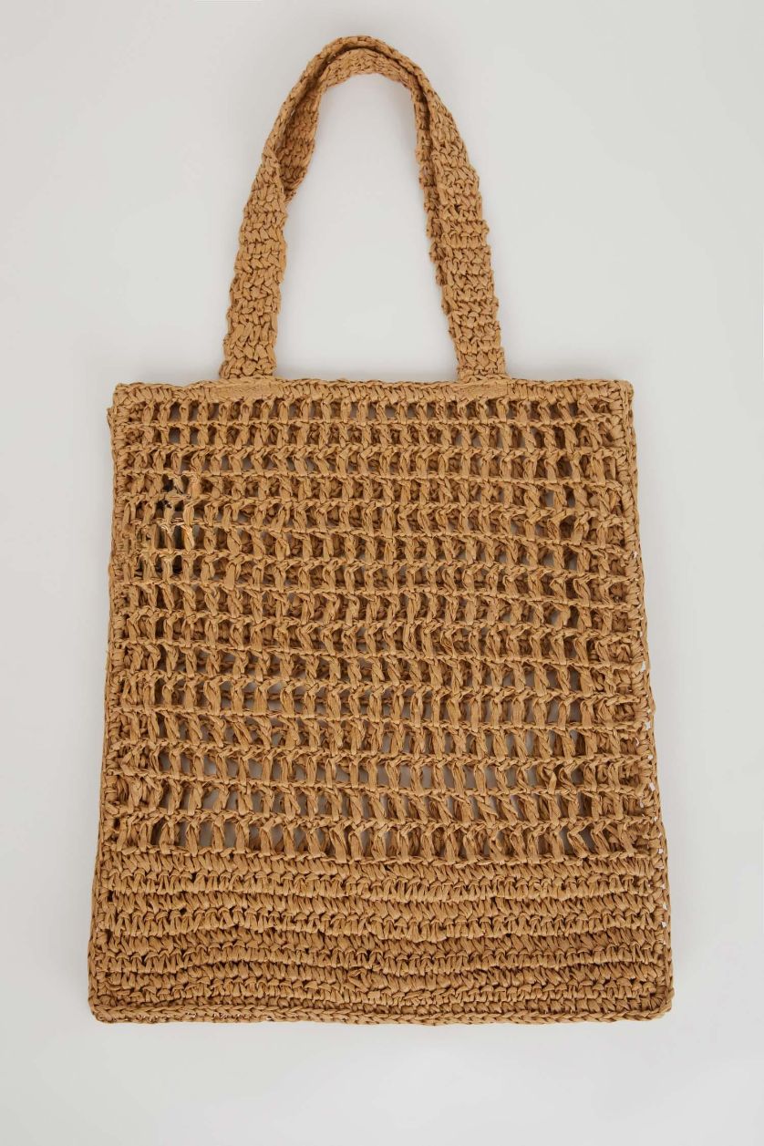 نساء رملي غامق جنطة يد قش نسائي