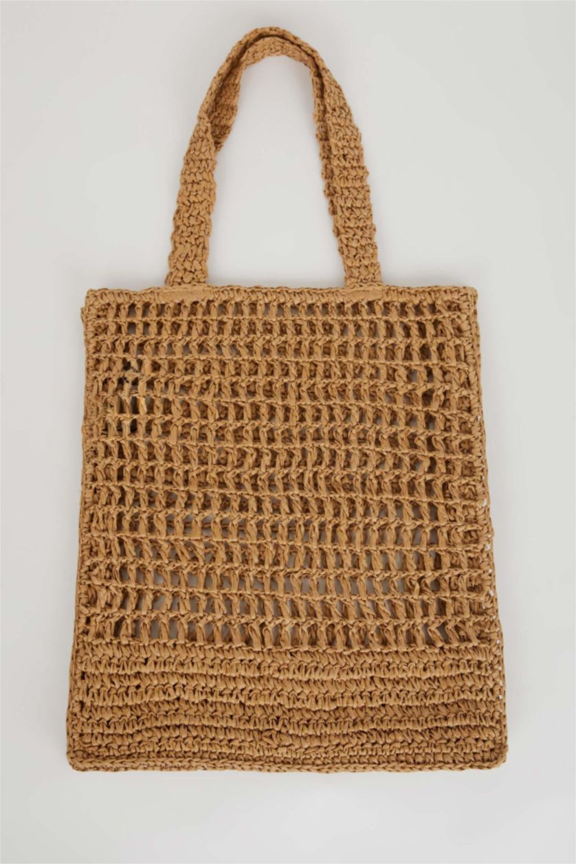 نساء رملي غامق جنطة يد قش نسائي