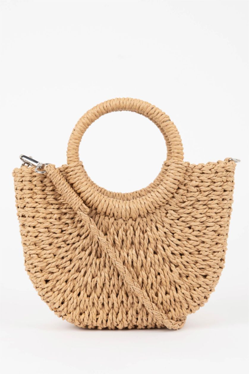Kadın Açık Kum Kadın Hasır El Çantası