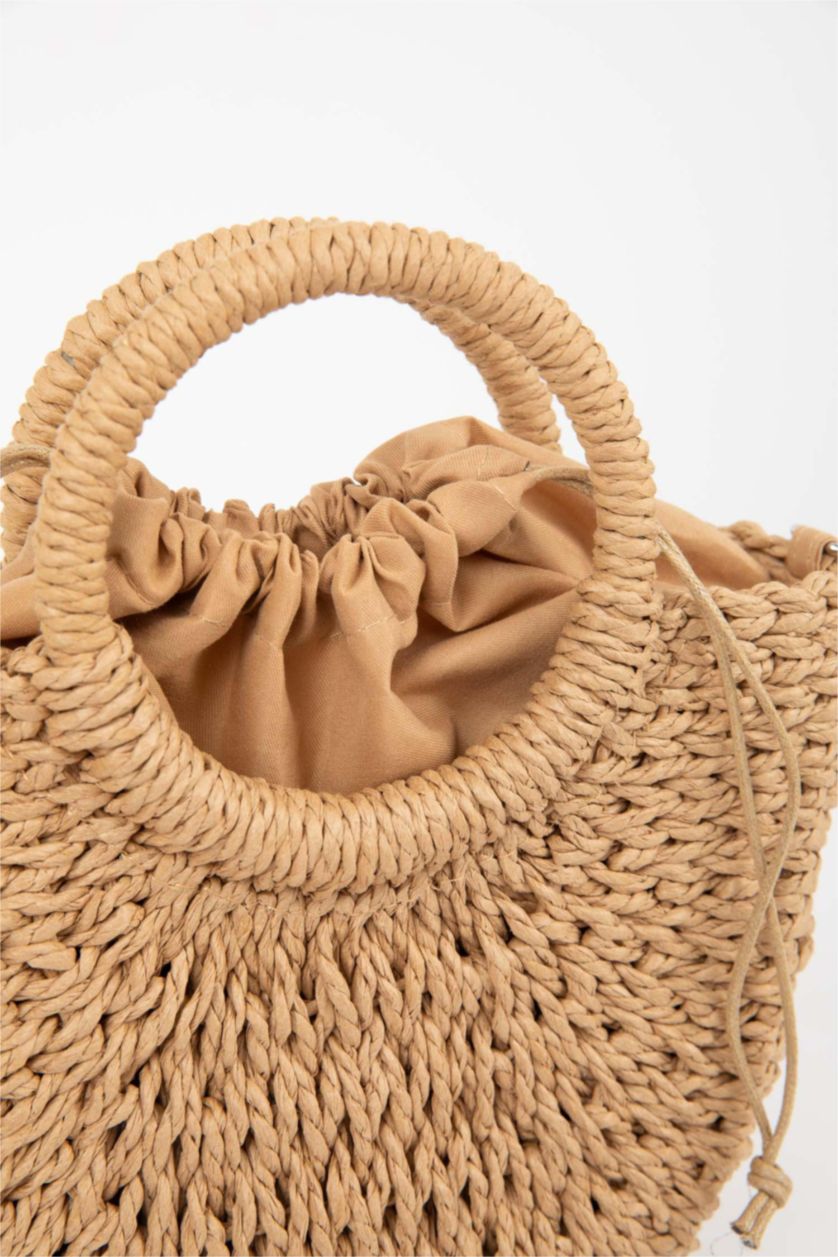 Kadın Açık Kum Kadın Hasır El Çantası