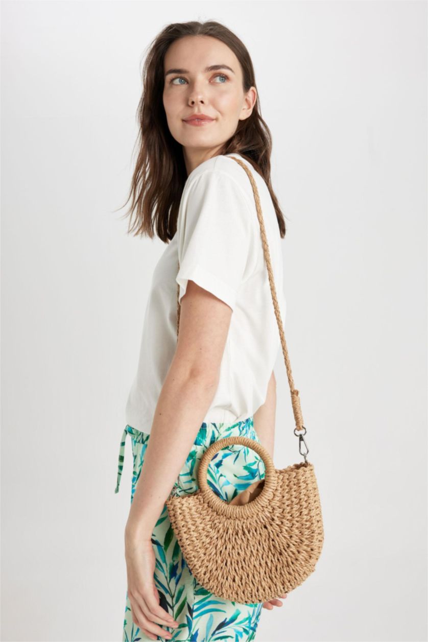 FEMME Beige Clair Sac à main Osier